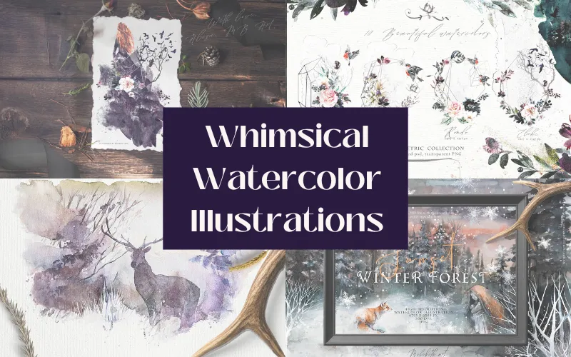 Whimsical Watercolor Illustrations — Extended License