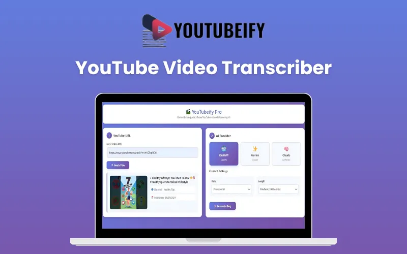 YouTubeify Video Transcriber — Lifetime Access